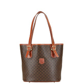 セリーヌ マカダム トートバッグ ハンドバッグ ブラウン PVC レザー レディース CELINE 【中古】